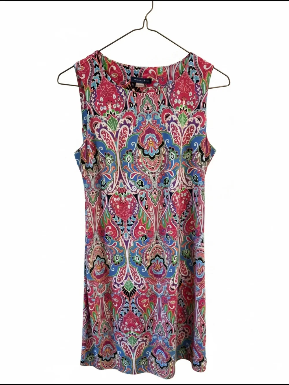 Tommy Hilfiger Vibrant Pink Blue Green Paisley Dress Retro Resort Cruise Chic 6P